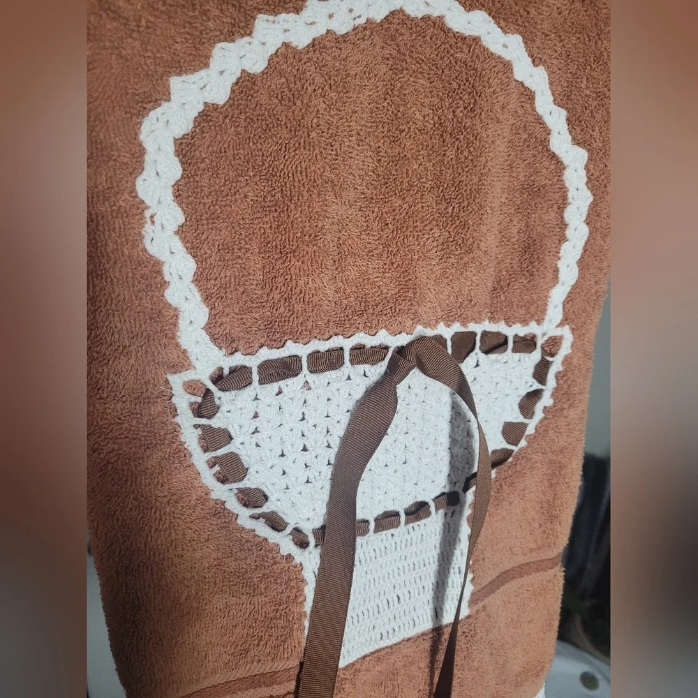 Vintage Tastemaker By Stevens Crochet Basket Towel Cottagecore Grannycore 44X25
